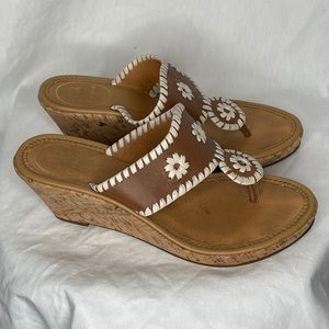 Jack Rogers Marbella Leather Cork Wedge Sandal 6